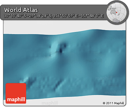 Satellite 3D Map of the Area around 29° 54' 34" S, 157° 19' 29" E