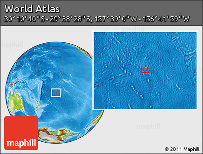 Physical Location Map of the Area around 29° 54' 34" S, 157° 10' 30" W