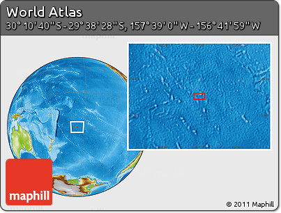 Physical Location Map of the Area around 29° 54' 34" S, 157° 10' 30" W