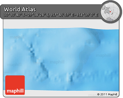 Physical 3D Map of the Area around 29° 54' 34" S, 158° 10' 30" E
