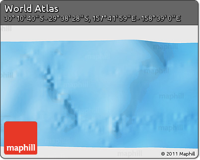 Physical 3D Map of the Area around 29° 54' 34" S, 158° 10' 30" E