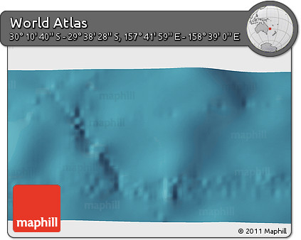 Satellite 3D Map of the Area around 29° 54' 34" S, 158° 10' 30" E