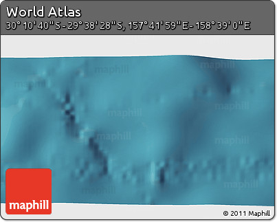 Satellite 3D Map of the Area around 29° 54' 34" S, 158° 10' 30" E