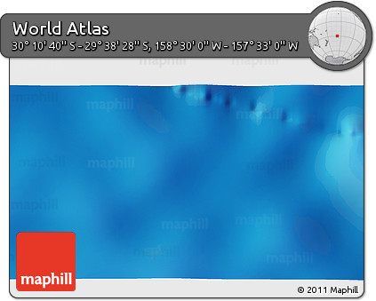 Shaded Relief 3D Map of the Area around 29° 54' 34" S, 158° 1' 30" W