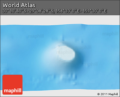 Physical 3D Map of the Area around 29° 54' 34" S, 159° 1' 30" E
