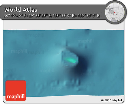 Satellite 3D Map of the Area around 29° 54' 34" S, 159° 1' 30" E