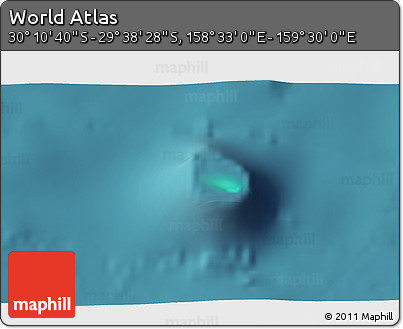 Satellite 3D Map of the Area around 29° 54' 34" S, 159° 1' 30" E