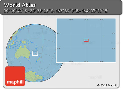 Savanna Style Location Map of the Area around 29° 54' 34" S, 164° 7' 30" E