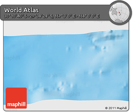 Physical 3D Map of the Area around 29° 54' 34" S, 167° 31' 30" E