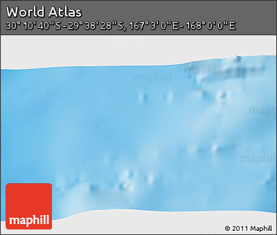 Physical 3D Map of the Area around 29° 54' 34" S, 167° 31' 30" E