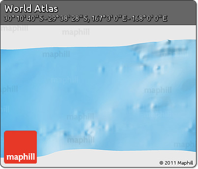 Physical 3D Map of the Area around 29° 54' 34" S, 167° 31' 30" E