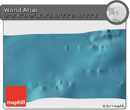 Satellite 3D Map of the Area around 29° 54' 34" S, 167° 31' 30" E