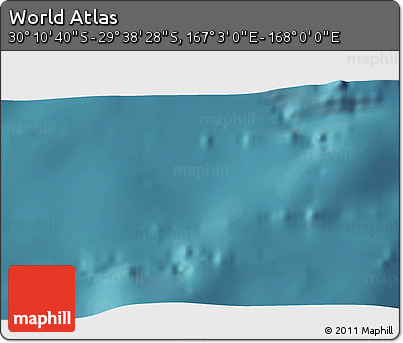 Satellite 3D Map of the Area around 29° 54' 34" S, 167° 31' 30" E