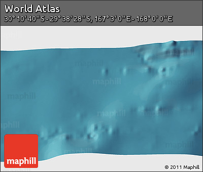 Satellite 3D Map of the Area around 29° 54' 34" S, 167° 31' 30" E
