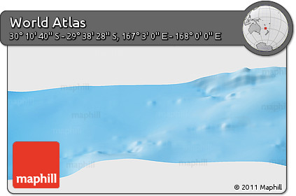 Physical Panoramic Map of the Area around 29° 54' 34" S, 167° 31' 30" E