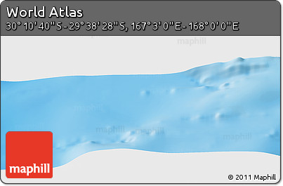 Physical Panoramic Map of the Area around 29° 54' 34" S, 167° 31' 30" E
