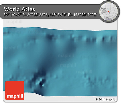 Satellite 3D Map of the Area around 29° 54' 34" S, 168° 22' 30" E