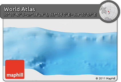 Physical Panoramic Map of the Area around 29° 54' 34" S, 168° 22' 30" E