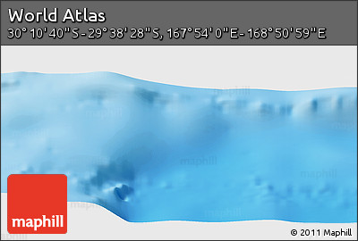 Physical Panoramic Map of the Area around 29° 54' 34" S, 168° 22' 30" E