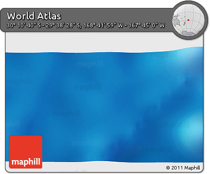 Shaded Relief 3D Map of the Area around 29° 54' 34" S, 168° 13' 29" W