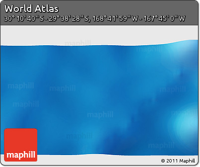 Shaded Relief 3D Map of the Area around 29° 54' 34" S, 168° 13' 29" W