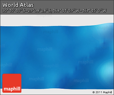Shaded Relief 3D Map of the Area around 29° 54' 34" S, 168° 13' 29" W
