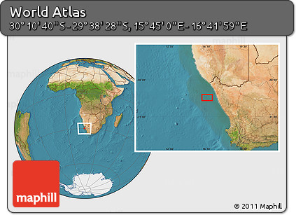 Satellite Location Map of the Area around 29° 54' 34" S, 16° 13' 30" E