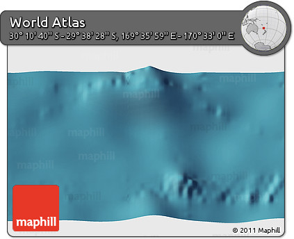 Satellite 3D Map of the Area around 29° 54' 34" S, 170° 4' 29" E
