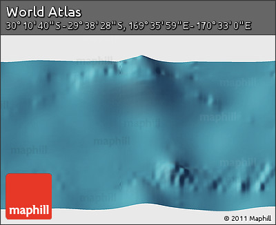 Satellite 3D Map of the Area around 29° 54' 34" S, 170° 4' 29" E