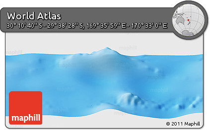 Physical Panoramic Map of the Area around 29° 54' 34" S, 170° 4' 29" E