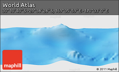 Physical Panoramic Map of the Area around 29° 54' 34" S, 170° 4' 29" E