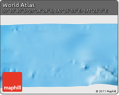 Physical 3D Map of the Area around 29° 54' 34" S, 170° 55' 30" E