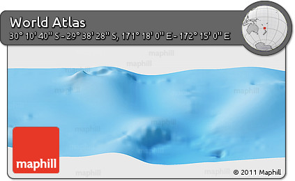 Physical Panoramic Map of the Area around 29° 54' 34" S, 171° 46' 30" E
