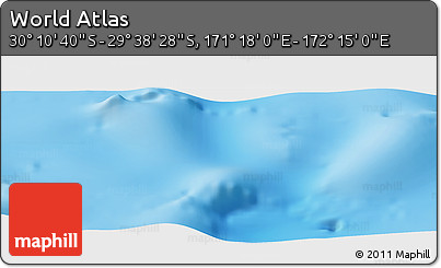 Physical Panoramic Map of the Area around 29° 54' 34" S, 171° 46' 30" E