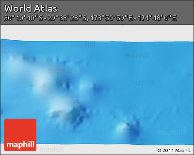 Physical 3D Map of the Area around 29° 54' 34" S, 174° 19' 29" E