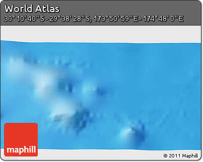 Physical 3D Map of the Area around 29° 54' 34" S, 174° 19' 29" E