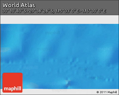 Physical 3D Map of the Area around 29° 54' 34" S, 176° 1' 30" E