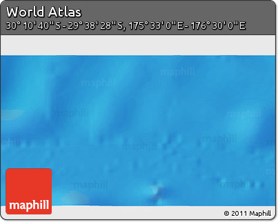 Physical 3D Map of the Area around 29° 54' 34" S, 176° 1' 30" E