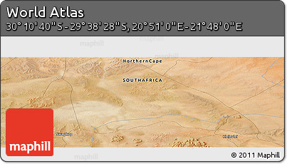 Satellite Panoramic Map of the Area around 29° 54' 34" S, 21° 19' 30" E