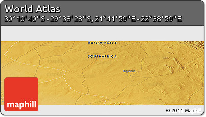 Physical Panoramic Map of the Area around 29° 54' 34" S, 22° 10' 29" E
