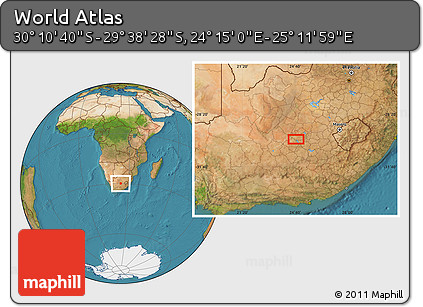 Satellite Location Map of the Area around 29° 54' 34" S, 24° 43' 30" E