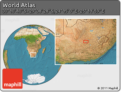Satellite Location Map of the Area around 29° 54' 34" S, 24° 43' 30" E