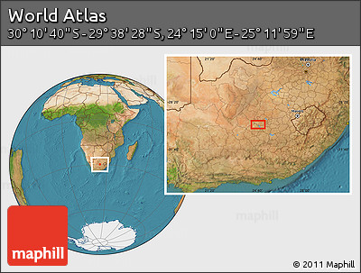 Satellite Location Map of the Area around 29° 54' 34" S, 24° 43' 30" E