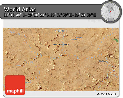 Satellite 3D Map of the Area around 29° 54' 34" S, 26° 25' 29" E