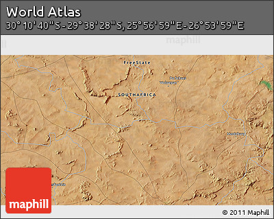 Satellite 3D Map of the Area around 29° 54' 34" S, 26° 25' 29" E
