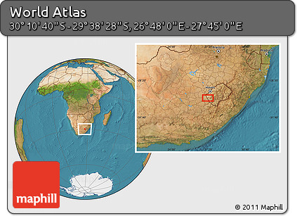 Satellite Location Map of the Area around 29° 54' 34" S, 27° 16' 29" E