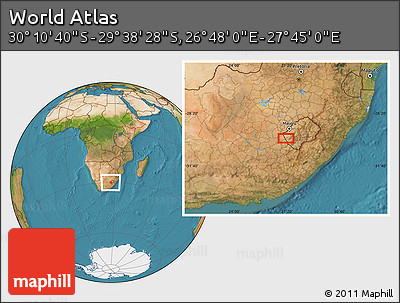 Satellite Location Map of the Area around 29° 54' 34" S, 27° 16' 29" E