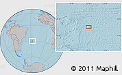 Gray Location Map of the area around 29° 54' 34" S, 27° 7' 30" W, hill shading