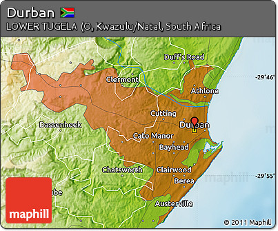 Physical Map of Durban