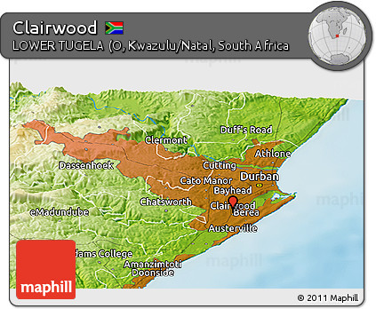 Physical Panoramic Map of Clairwood